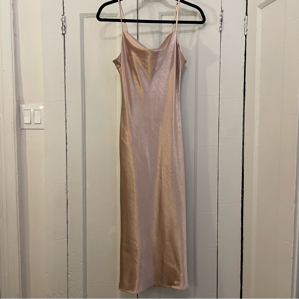 Lulu's Blush Pink Satin Slip dress, sz M